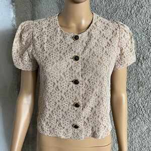Elegant Lace Beige Top, S